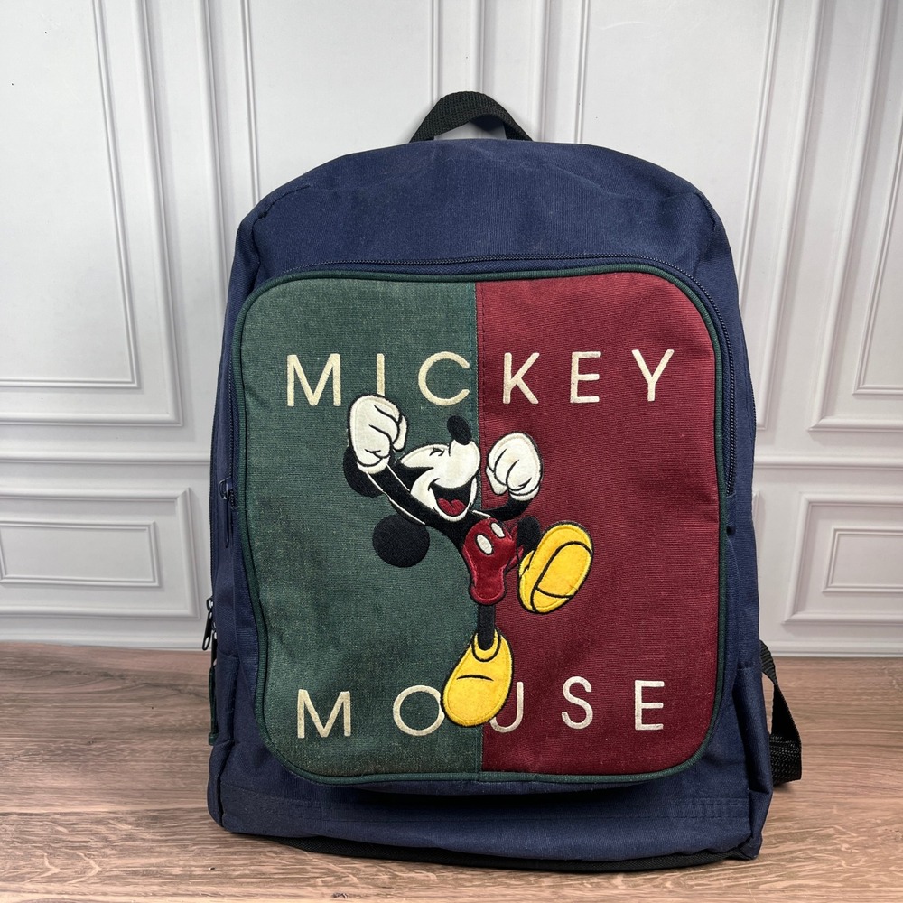 Mickey Unlimited Backpack Navy Blue Vintage Disney Colorblock 90s